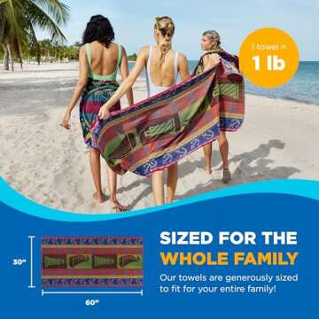 Ben Kaufman Terry Beach & Pool Towel - Absorbent & Fast Drying Towel - Oversized Soft Cotton Towel for Swimming & Travel - Essential for Beach & Pool with Vibrant Colors - 30" x 60" - 6 Pack