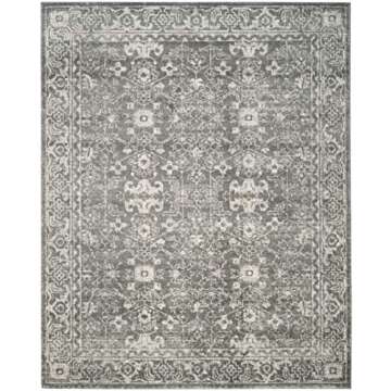 SAFAVIEH Evoke Collection Area Rug - 8' x 10', Grey & Ivory, Shabby Chic Distressed Design, Non-Shedding & Easy Care, Ideal for High Traffic Areas in Living Room, Bedroom (EVK270S)