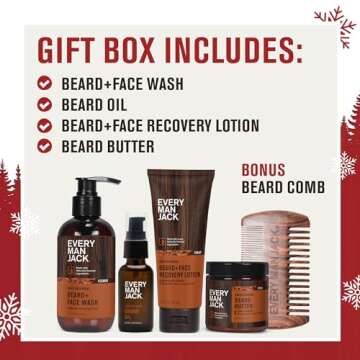 Every Man Jack Mens Aged Bourbon Beard Set - Five Full-Sized Grooming Essentials For a Complete Routine