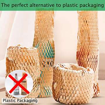 onesimcr Honeycomb Packing Paper Wrap 15"x131' Sustainable Alternative to Bubble Wrap for Moving/shipping/packing Roll with 20 Fragile Sticker Biodegradable & Fully Recylable…