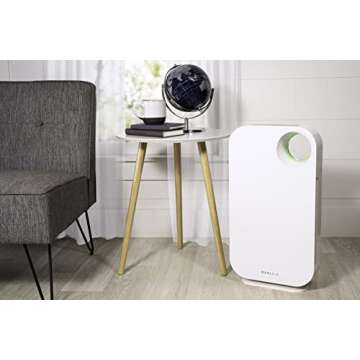 OVAL AIR AIR1000A 3-Stage H13 True HEPA 5-in-1 Air Purifier For Allergens,Dust,Pets,Allergies,Odor,Smoke,Pollen, Rooms up to 600 sq. ft., White, 13.8" X 7.5" X 25"