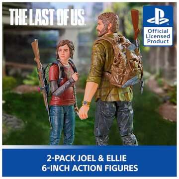 PlayStation The Last of US, 2-Pack 6” Joel & Ellie Action Figures with 19 Accessories, The Shapes Collection, for PS5 Fans & Collectors Ages 17+