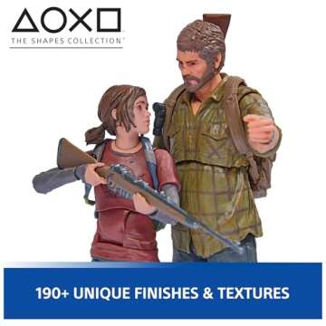 PlayStation The Last of US, 2-Pack 6” Joel & Ellie Action Figures with 19 Accessories, The Shapes Collection, for PS5 Fans & Collectors Ages 17+