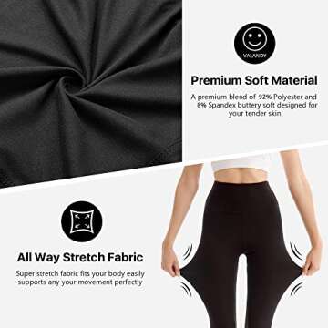 SINOPHANT High Waisted Leggings with Pockets Women, Buttery Soft Elastic Tummy Control Stretchy Yoga Pants Black,L-XL