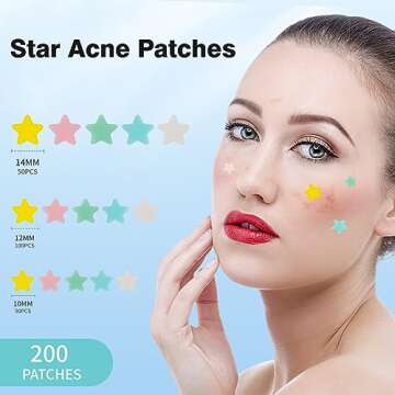 QUSTERE Pimple Patches for Face, Hydrocolloid Acne Patches, Cute Star Zit Covers, Colorful Spot Stickers with Tea Tree, Salicylic Acid & Cica Oil| 3 Sizes (10mm, 12mm & 14mm) |200 Count