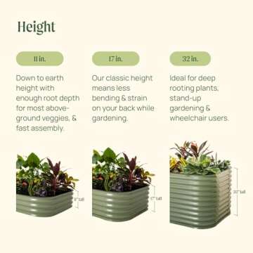 Vego garden Raised Garden Bed Kit, 17" Tall 10 in 1 Modular Metal Raised Garden Beds Kit, Metal Planter Box for Vegetables, Flowers, Herbs, Olive Green