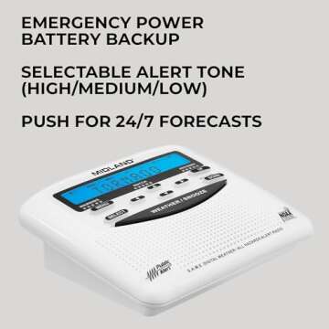 Midland - WR120B - NOAA Emergency Weather Alert Radio - S.A.M.E. Localized Programming, Trilingual Display, 60+ Emergency Alerts, & Alarm Clock (WR120B - Box Packaging)