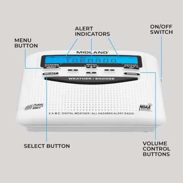 Midland - WR120B - NOAA Emergency Weather Alert Radio - S.A.M.E. Localized Programming, Trilingual Display, 60+ Emergency Alerts, & Alarm Clock (WR120B - Box Packaging)