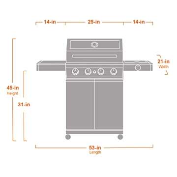 Monument Grills Larger 4-Burner Propane Gas Grills bbq Stainless Steel Heavy-Duty Cabinet Style with Knob Controls Side Burner Mesa 400m