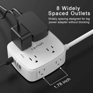 Surge Protector Power Strip with USB - 8 Outlets