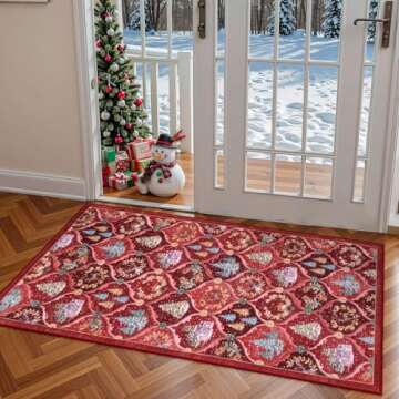 Lahome Moroccan Trellis Christmas Rug - 2x4 Ultra-Thin Washable Indoor Rugs