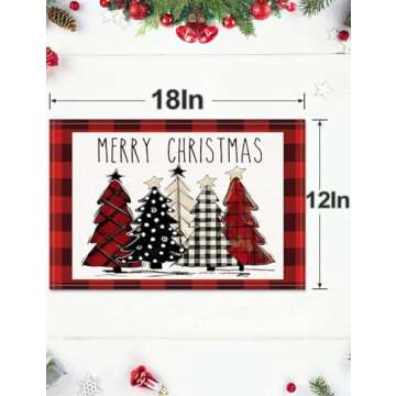 Buffalo Plaid Christmas Tree Placemats - 6Pcs Set