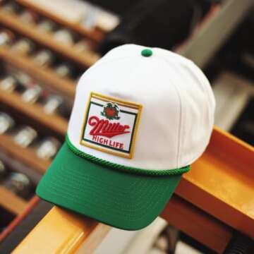 AMERICAN NEEDLE Miller High Life Beer Roscoe Adjustable Snapback Baseball Trucker Hat (23008A-MHL-WHKL)