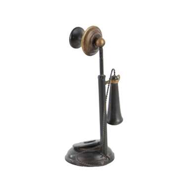 Deco 79 Metal Telephone Decorative Sculpture Decorative Vintage Style Home Decor Statue with Tiered Base and Coil Wire Detailing, Accent Figurine 5" x 5" x 13", Black