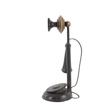 Deco 79 Metal Telephone Decorative Sculpture Decorative Vintage Style Home Decor Statue with Tiered Base and Coil Wire Detailing, Accent Figurine 5" x 5" x 13", Black