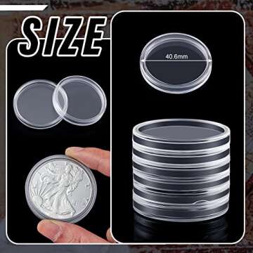 30 Pieces Silver Dollar Coin Holder 40.6mm Silver Bar Capsule Holders Coin Capsules for Coin Collection Silver Bar, Round