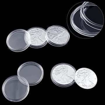 30 Pieces Silver Dollar Coin Holder 40.6mm Silver Bar Capsule Holders Coin Capsules for Coin Collection Silver Bar, Round