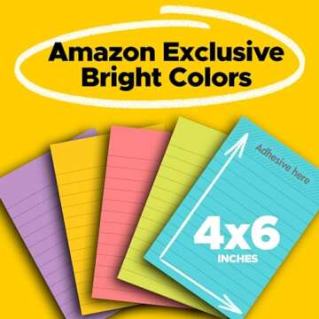 Post-it Super Sticky Lined Notes, 5 Sticky Note Pads, 4x6 in, 2X The Sticking Power, Back to School Supplies for Students, Sticky Notes for Textbooks, Notebooks, Walls and Vertical Surfaces