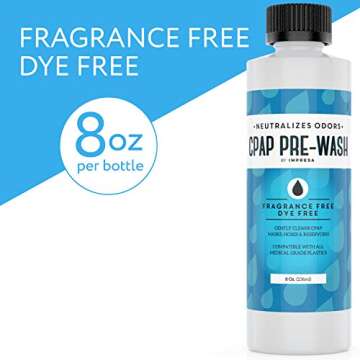 IMPRESA 8 Ounce CPAP Pre-Wash - Scent-Free/Dye-Free Soap - Neutralizes Odors - Prewash Compatible with All Pap Equipment and Sanitizer/Sanitizing Machine - Made in The USA