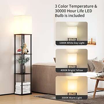 Stylish SUNMORY Floor Lamp with Shelves - Modern Design for Home