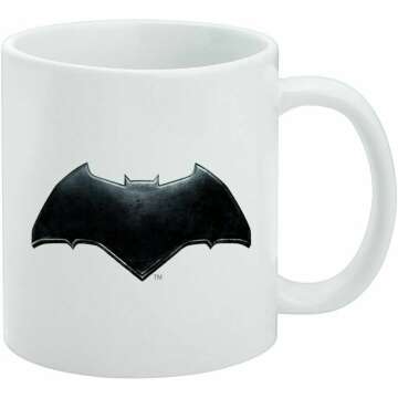 GRAPHICS & MORE Justice League Movie Batman Logo Ceramic Coffee Mug, Novelty Gift Mugs for Coffee, Tea and Hot Drinks, 11oz, White