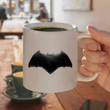 GRAPHICS & MORE Justice League Movie Batman Logo Ceramic Coffee Mug, Novelty Gift Mugs for Coffee, Tea and Hot Drinks, 11oz, White