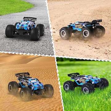 HENEROAR Remote Control Car, Remote Control Truck, 2.4Ghz All Terrain Off-Road Monster Truck, 20 KM/H Rc Cars with LED Bodylight and 2 Rechargeable Batteries Toys for Boys