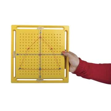 LEARNING ADVANTAGE X-Y Coordinate Pegboard - Includes 50 Pegs with Rubber Bands - Geometry Math Manipulative - Teach Lines, Coordinates, Symmetry, Rotations and Translations