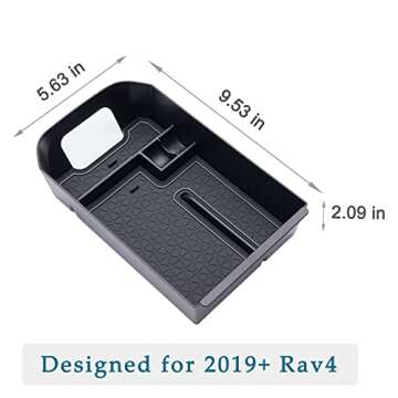 JDMCAR Center Console Tray Organizer Compatible with Toyota RAV4 Accessories 2019-2024 2025 and 2021-2025 RAV-4 Prime, Armrest Insert Container ABS Material Secondary Storage Box-Gray