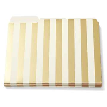 Kate Spade New York Organizer Thick File Folders Pack of 12 (6 Gold Stripe & 6 Gold Dot)