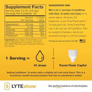 LyteShow Electrolyte Drops Sugar-Free for Hydration and Immune Support - 40 Servings - Keto Friendly - Zinc and Magnesium for Rapid Rehydration, Workout, Muscle Recovery and Energy - Vegan