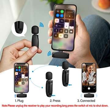 Wireless Lavalier Microphone for iPhone iPad Plug&Play Auto-sync Noise Reduction Lapel Mic Professional Video Recording Clip-on Lav Mic for Live Stream YouTube TikTok Facebook Interview (ONE-MIC)