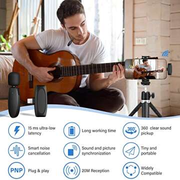 Wireless Lavalier Microphone for iPhone iPad Plug&Play Auto-sync Noise Reduction Lapel Mic Professional Video Recording Clip-on Lav Mic for Live Stream YouTube TikTok Facebook Interview (ONE-MIC)