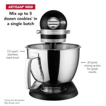 KitchenAid Artisan Mini 3.5 Quart Tilt-Head Stand Mixer - KSM3316X - Black Matte