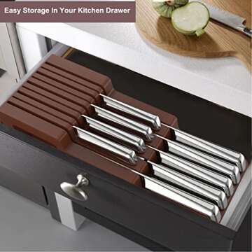 Imarku 10 PCS Kitchen Knife Set with Wooden Organizer