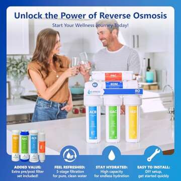 Express Water RO5DX Reverse Osmosis Filtration NSF Certified 5 Stage RO System with Faucet and Tank – Under Sink Water Plus 4 Filters – 50 GPD, 14 x 17 x 5, White