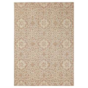 PRIYATE Moro Tile Indoor/Outdoor Area Rugs 8' x 10' – Classic New York Collection - Easy to Clean, Pet Friendly, High Traffic Carpet - Patio, Deck, Garden, Pool Side, Living & Dining Room