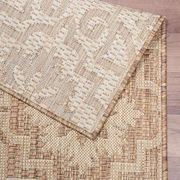 PRIYATE Moro Tile Indoor/Outdoor Area Rugs 8' x 10' – Classic New York Collection - Easy to Clean, Pet Friendly, High Traffic Carpet - Patio, Deck, Garden, Pool Side, Living & Dining Room