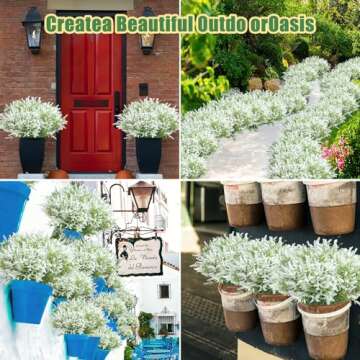 JIFTOK Artificial Lavender Flowers, 24 Pcs White Fake Flowers Artificial Plants & Flowers for Home Decor Indoor, UV Resistant Faux Plants Shrub Fake Mums for outside Wedding Party Christmas Decoration