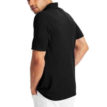 Hanes Men's Short Sleeve X-Temp W/ FreshIQ Polo, Black, Small