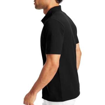 Hanes Men's Short Sleeve X-Temp W/ FreshIQ Polo, Black, Small