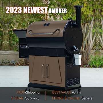 Z GRILLS Pellet Grill Smoker with PID 2.0 Controller, LCD Screen, 2 Meat Probes, Huge Storage Cabinet, 697 sq in Cooking Area, Rain Cover for Outdoor BBQ, 700D6, Bronze