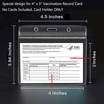 5 Pack-CDC Vaccine Card Protector 4 X 3 Inches Immunization Record Vaccination Cards Holder Clear Vinyl Plastic Sleeve 3 X 4 with Waterproof Type Resealable Zip (Card Holder Only)