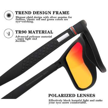 Perfectmiaoxuan Polarized sunglasses for men/women; light frame; HD pilot lenses; Golf/driving/fishing/travel Eyewear