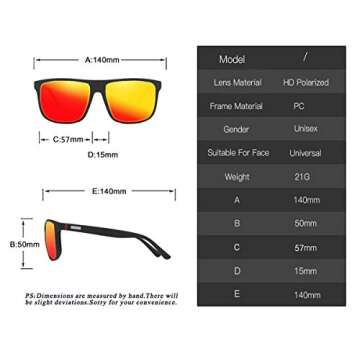 Perfectmiaoxuan Polarized sunglasses for men/women; light frame; HD pilot lenses; Golf/driving/fishing/travel Eyewear