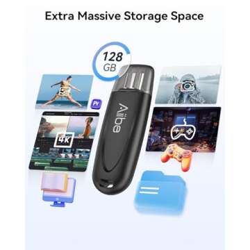 Aiibe 128GB USB C Flash Drive USB 3.2 Type C Flash Drive Up to 450MB/s USB Storage Flash Drive Portable USB C Thumb Drive Slim USB C Memory Stick for USB-C Laptop Mac Smartphone Tablet iPhone 16