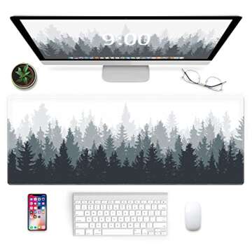 Galdas Gaming Mouse Mat Forest Background Pattern XXL XL Large Mouse Mat Long Extended Mouse Pad Desk Mat Non-Slip Rubber Mice Pads Stitched Edges Thin Pad (31.5 x 11.8 x 0.12 Inches) Tree