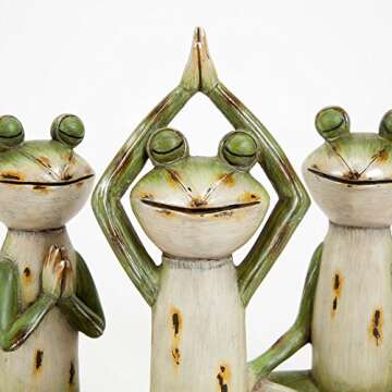 Bits and Pieces - Set of Three (3) Delightful Frog Statues - Durable Hand Painted Poly Resin Outdoor Sculptures - Each Frog Positioned in a Classic Yoga Pose - Home and Garden Décor