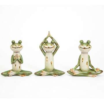 Bits and Pieces - Set of Three (3) Delightful Frog Statues - Durable Hand Painted Poly Resin Outdoor Sculptures - Each Frog Positioned in a Classic Yoga Pose - Home and Garden Décor