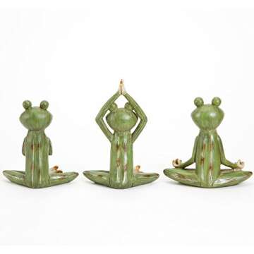 Bits and Pieces - Set of Three (3) Delightful Frog Statues - Durable Hand Painted Poly Resin Outdoor Sculptures - Each Frog Positioned in a Classic Yoga Pose - Home and Garden Décor